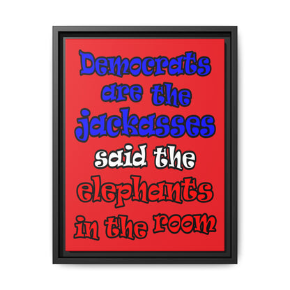 donkeys and elephants - framed canvas art (red)