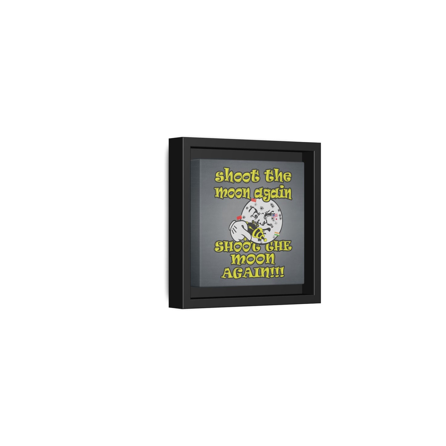 shoot the moon again - framed canvas art (grey-light grey)