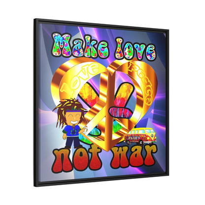 love peace - framed canvas art (grey-pink wave)