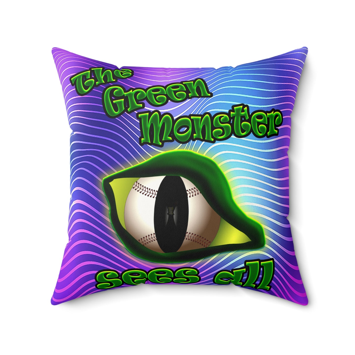 green monster - Faux Suede Square Pillow - (purple wave)