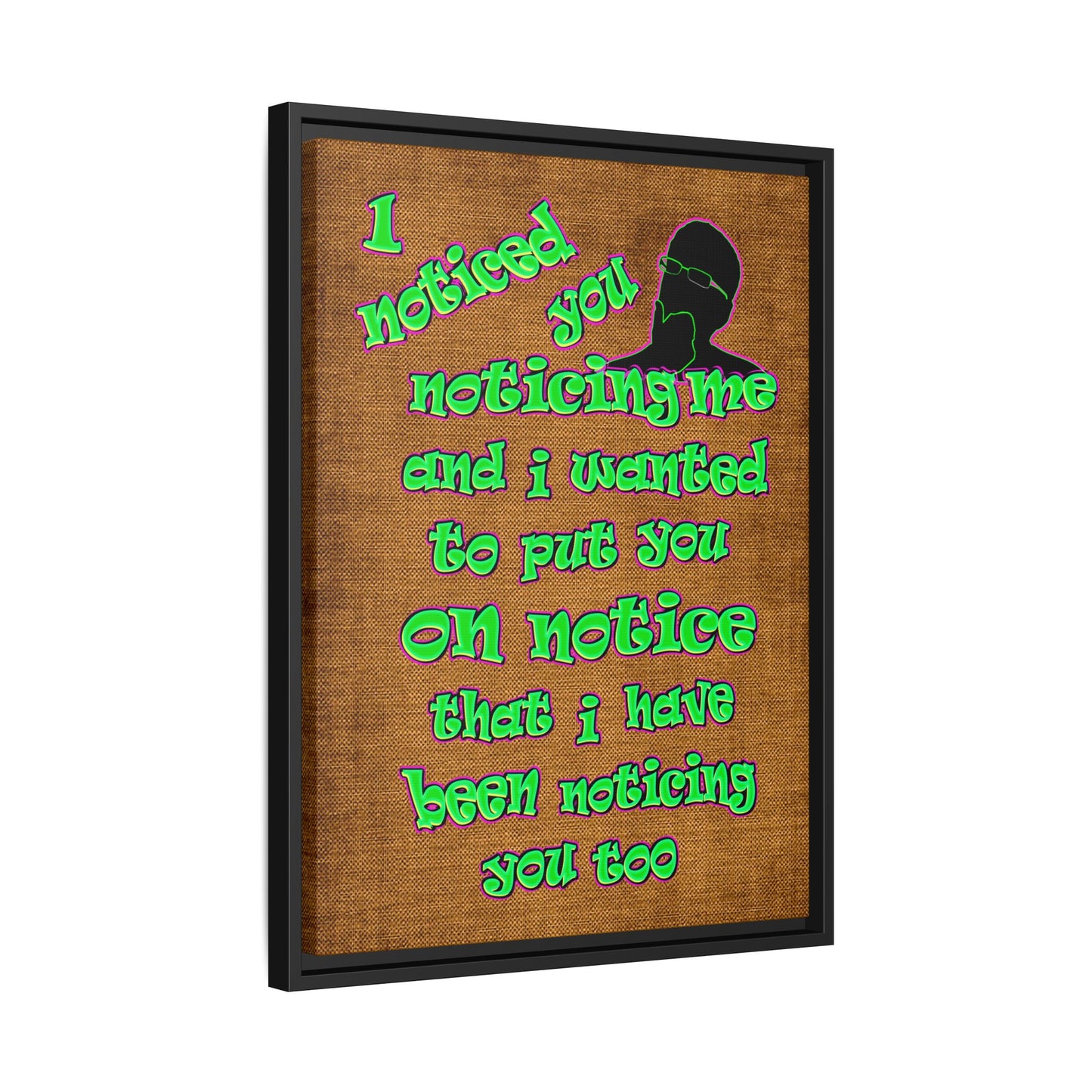 noticed you noticing - framed canvas art (brown papyrus)