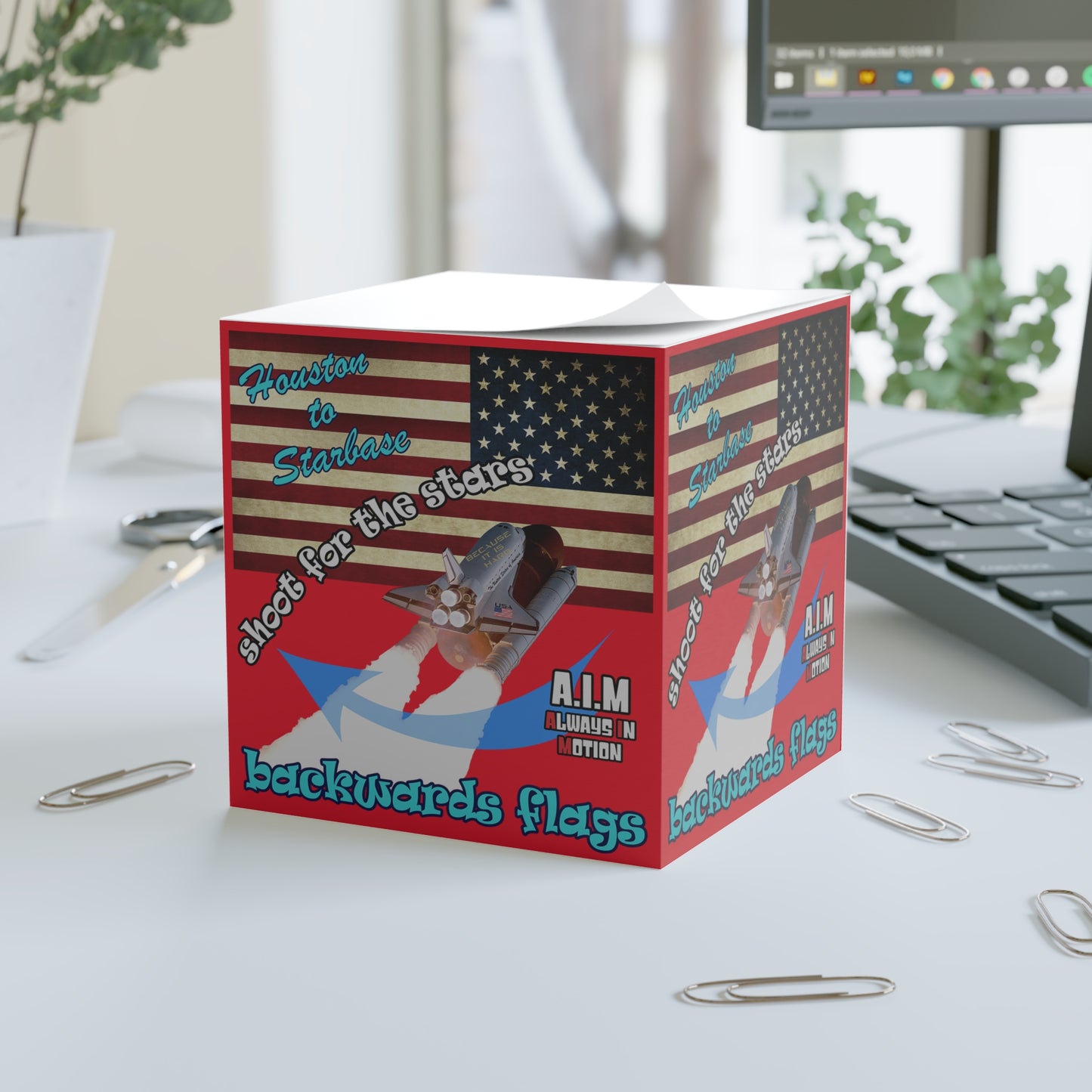 shoot for the stars - note cube (dark red)