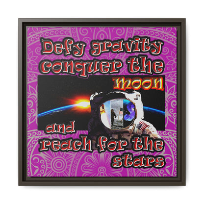 defy conquer reach - framed canvas art (pink swirl)
