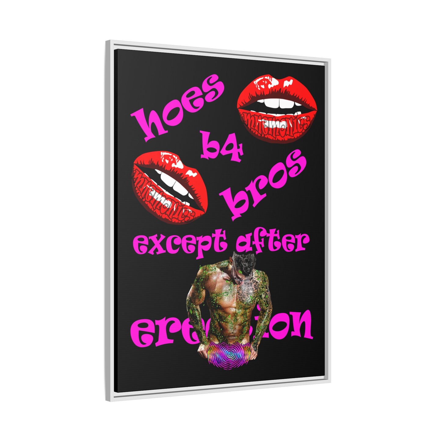 hoes b4 bros - framed canvas art (black)