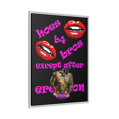 hoes b4 bros - framed canvas art (black)
