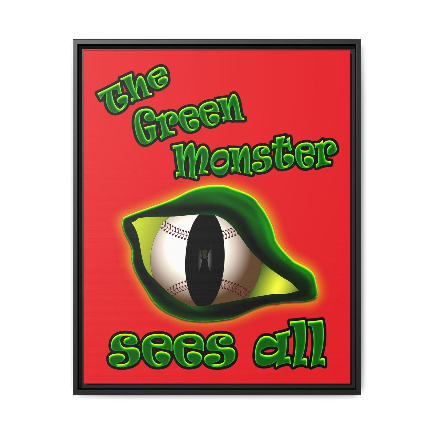 green monster - framed canvas art (red)