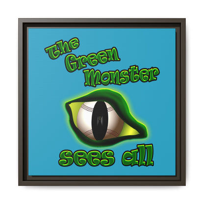 green monster - framed canvas art (turquoise)