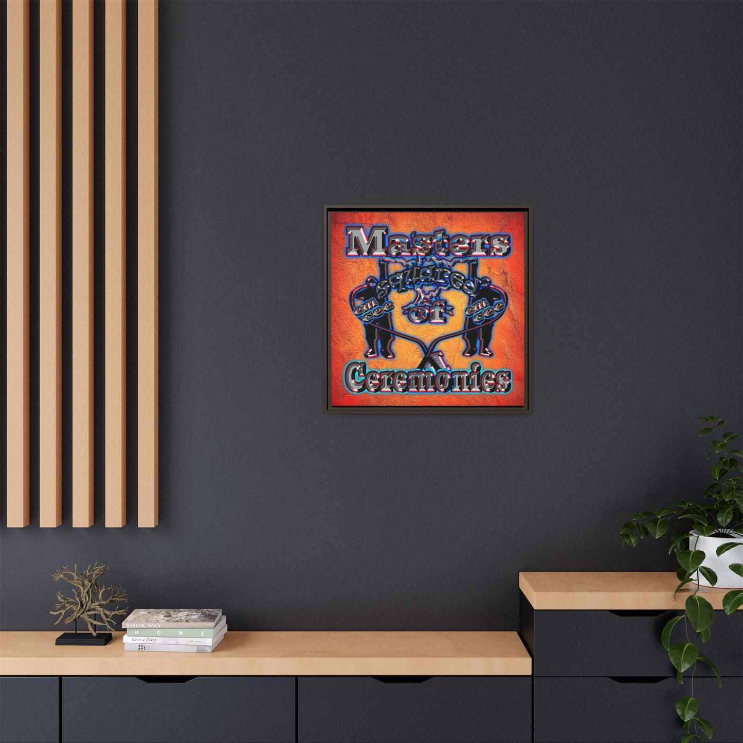 em cee squared - framed canvas art (burnt orange)