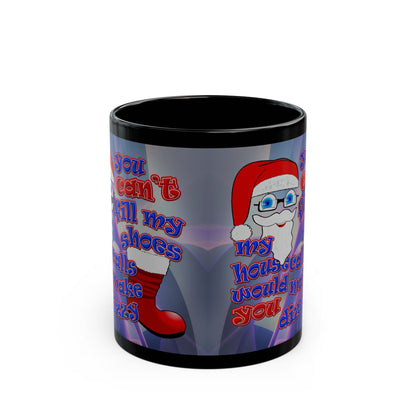 santa's shoes - Black Mug (grey-pink wave)