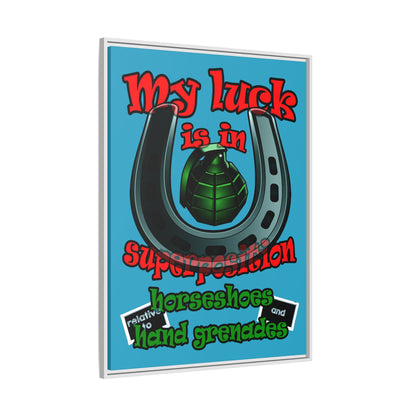 my luck - framed canvas art (turquoise)