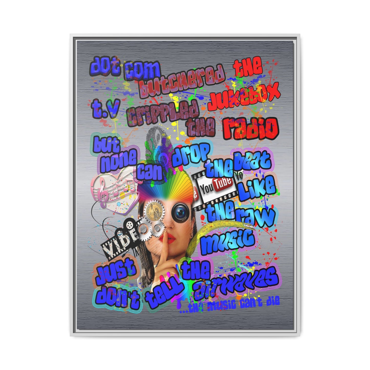 drop the beat - framed canvas art (brushed nickel)