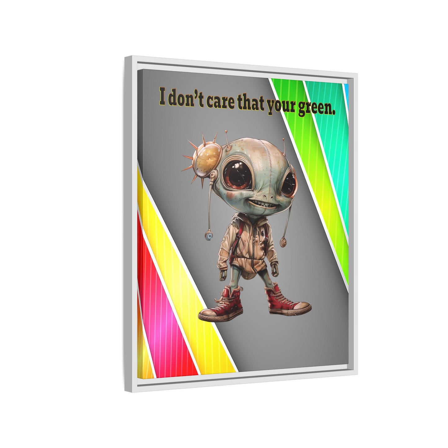 I don't care that your green - framed canvas art (rainbow split)