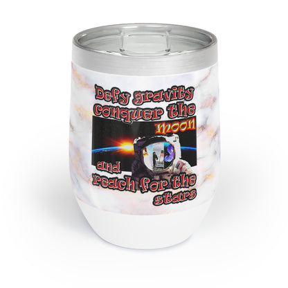 defy conquer reach - Chill Wine Tumbler (white marble)