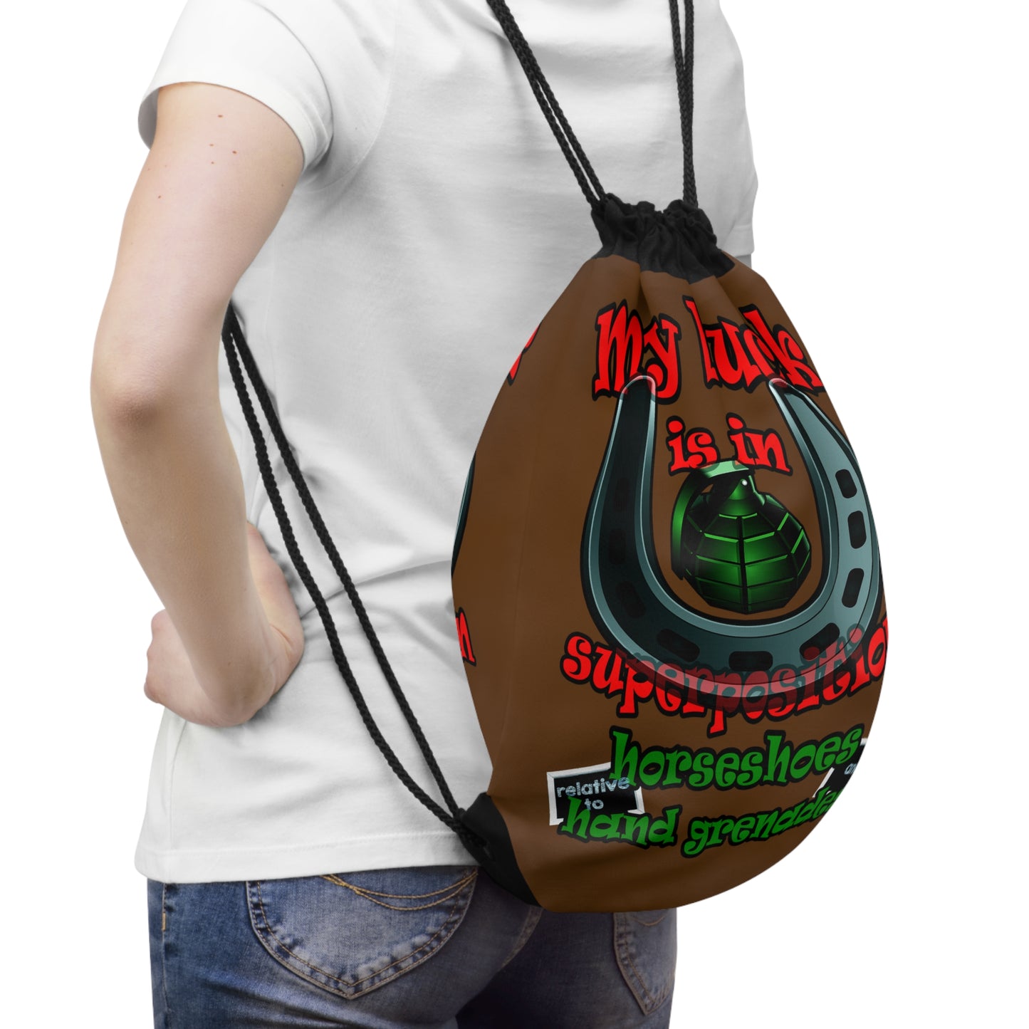 my luck - Drawstring Bag (brown)