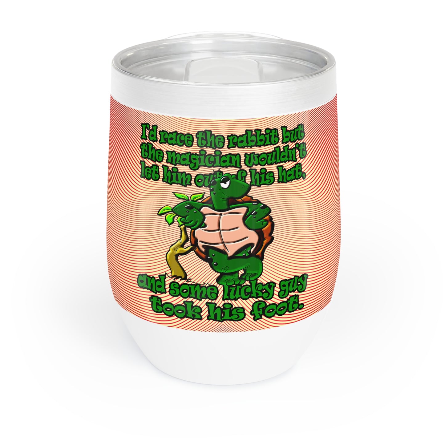 turtle race - Chill Wine Tumbler (yellow-orange wave)