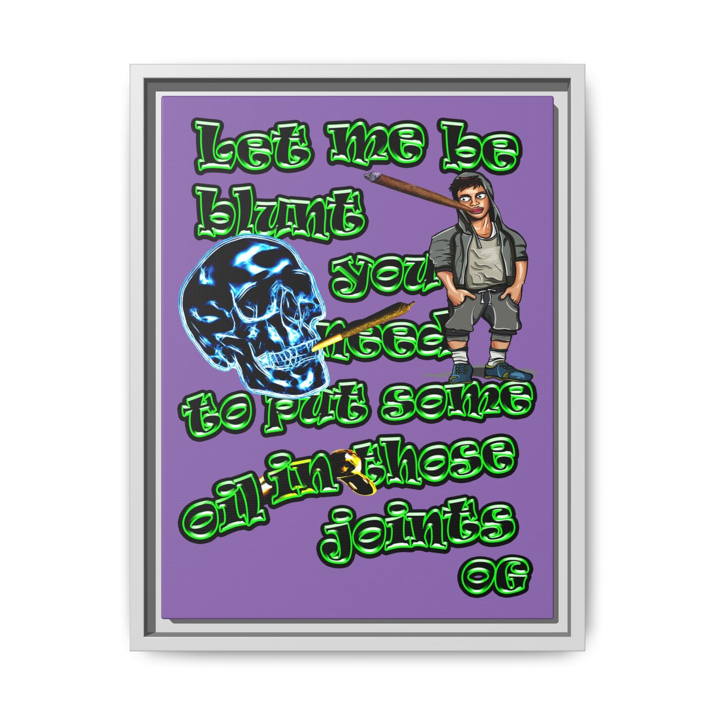 og - framed canvas art (light purple)
