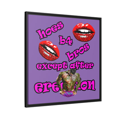 hoes b4 bros - framed canvas art (light purple)