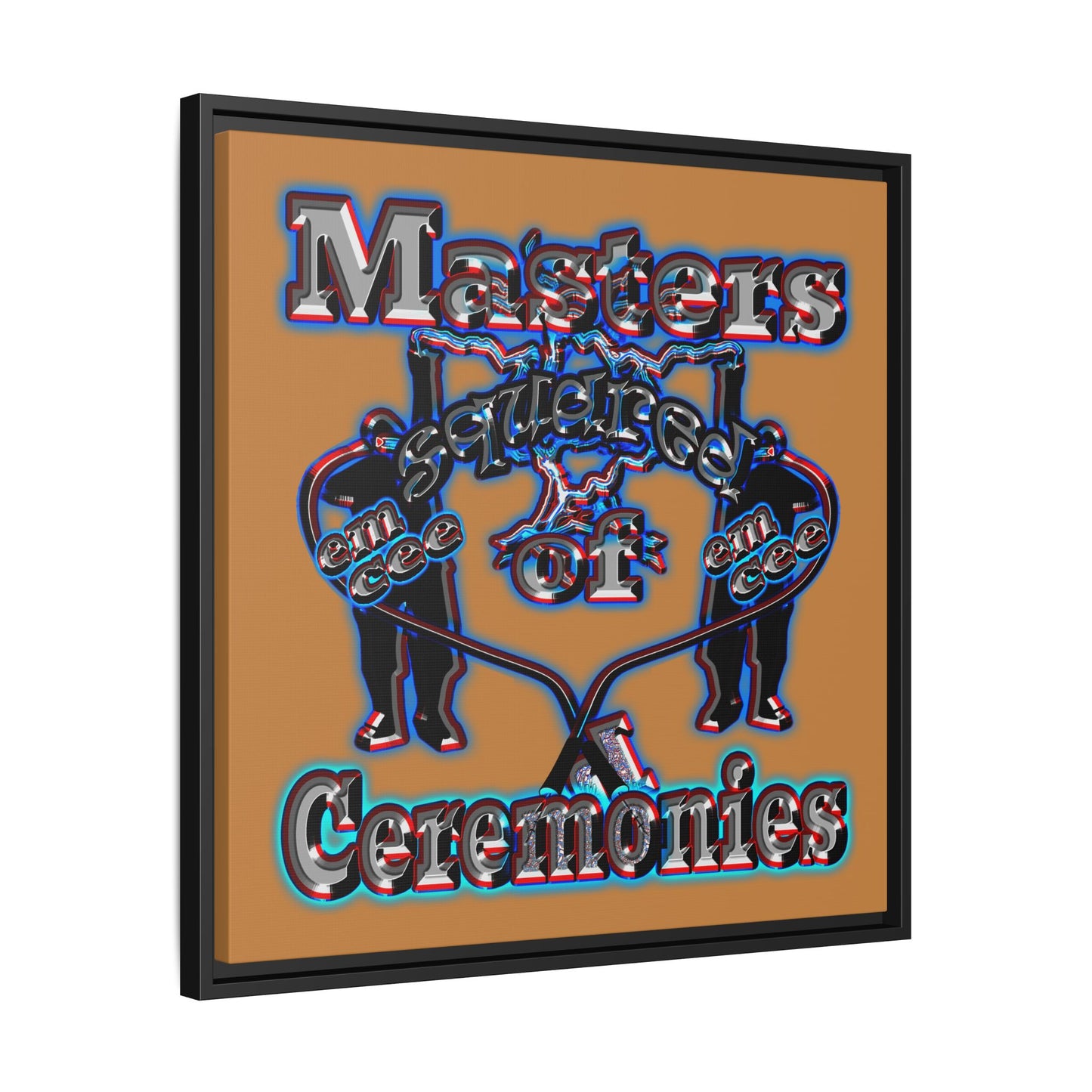 em cee squared - framed canvas art (light brown)