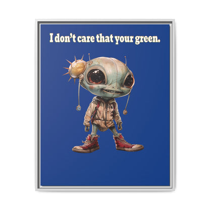 I don't care that your green - framed canvas art (dark blue)