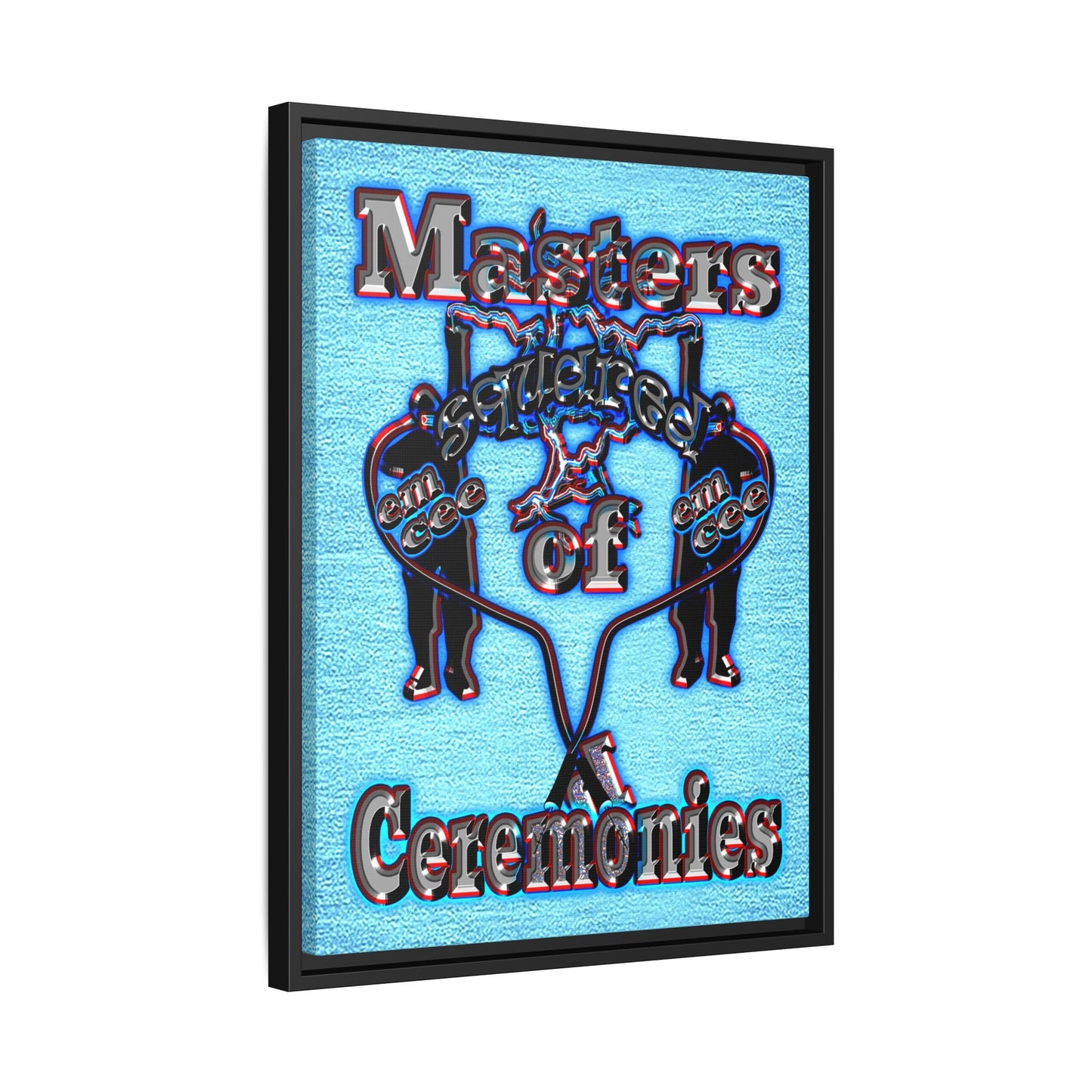 em cee squared - framed canvas art (faded blue)