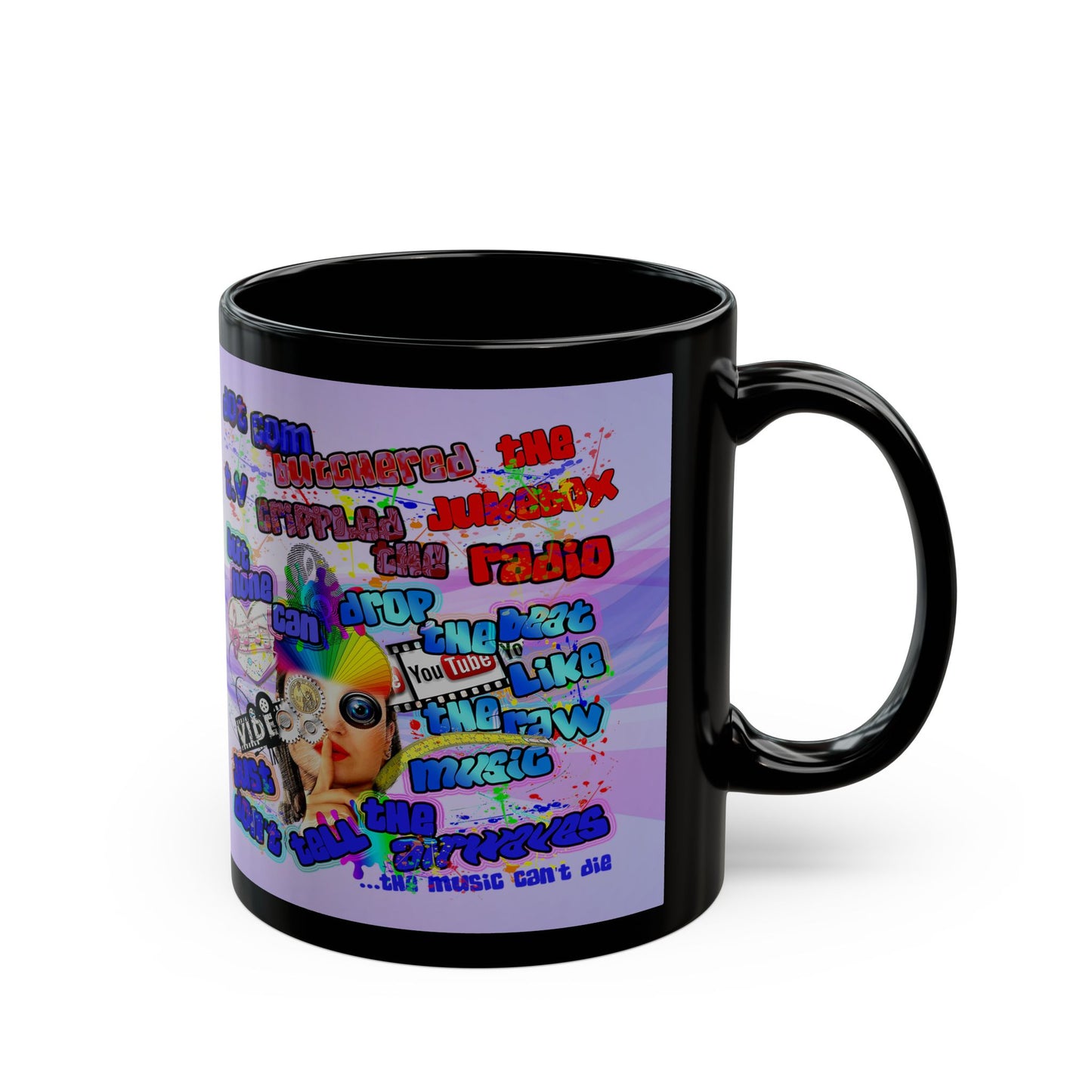 drop the beat - Black Mug (light blue-pink wave)