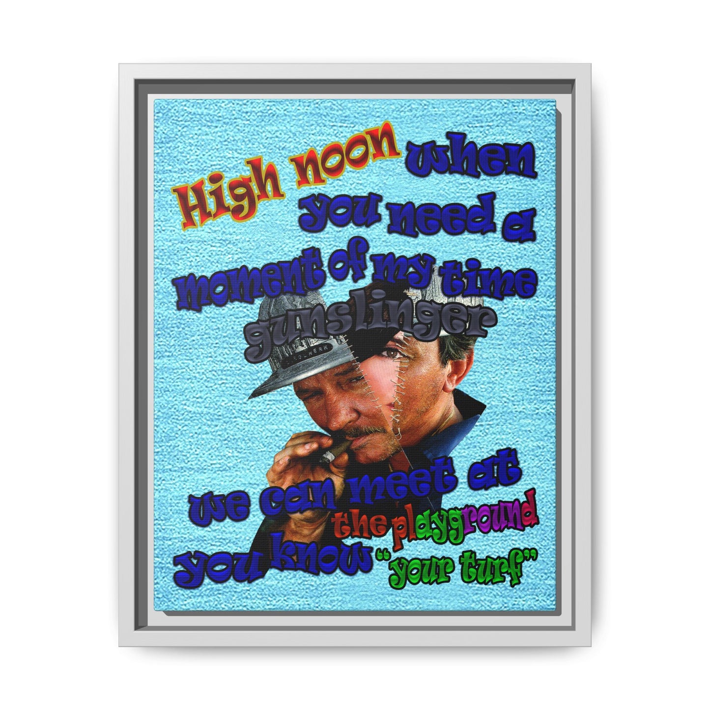 high noon - framed canvas art (faded blue)