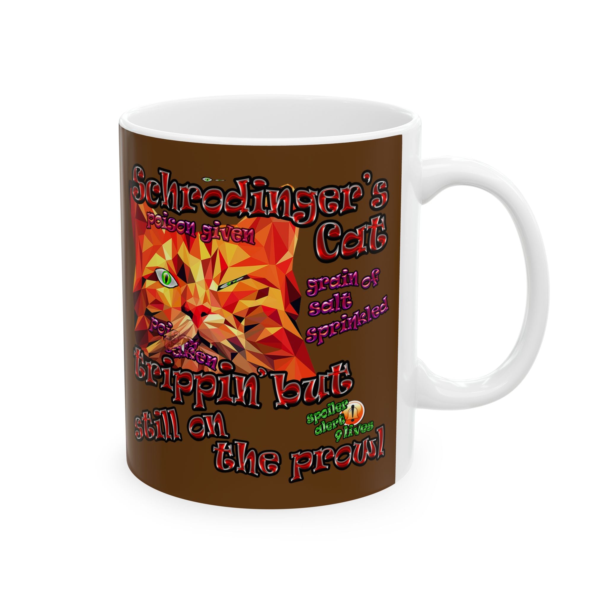 schrodinger's cat - White Mug (brown)
