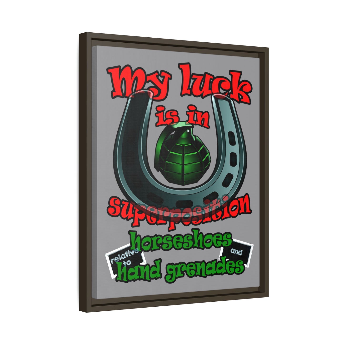my luck - framed canvas art (grey)