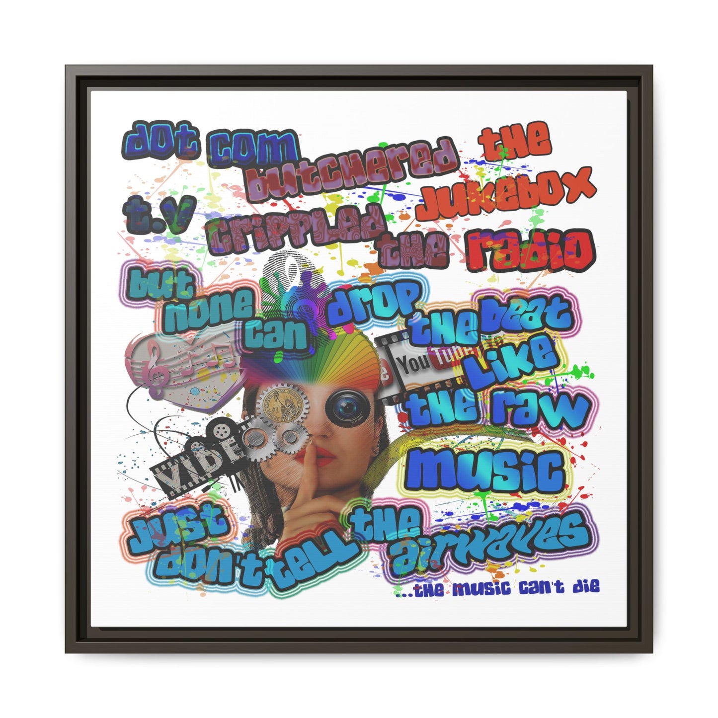 drop the beat - framed canvas art (white)