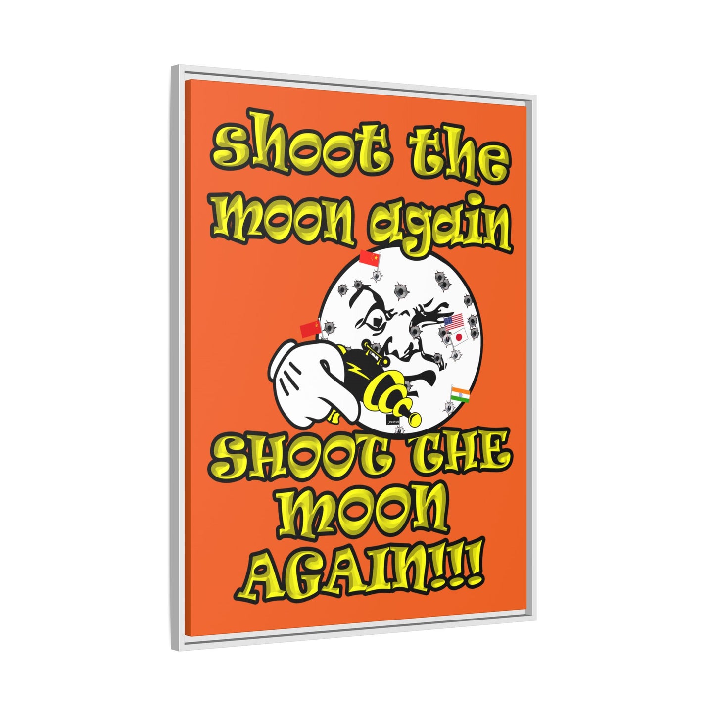 shoot the moon again - framed canvas art (orange)