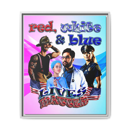 rw&b lives matter - framed canvas art (light blue-pink wave)