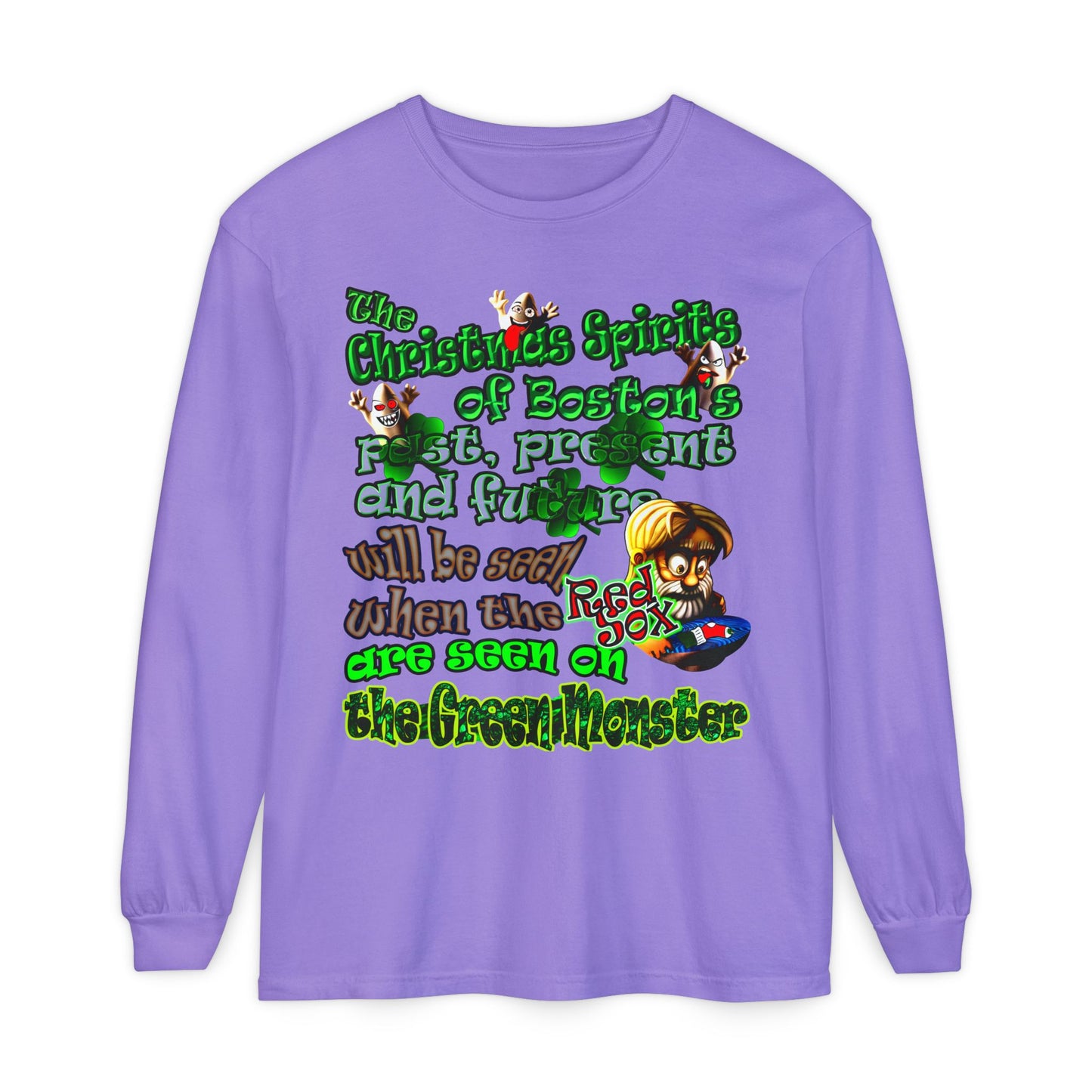 christmas spirits of boston - Unisex Garment-dyed Long Sleeve T-Shirt