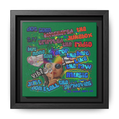 drop the beat - framed canvas art (dark green)