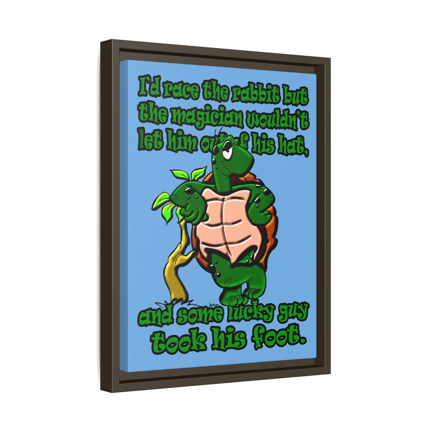 turtle race - framed canvas art (light blue)