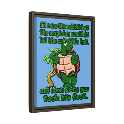 turtle race - framed canvas art (light blue)