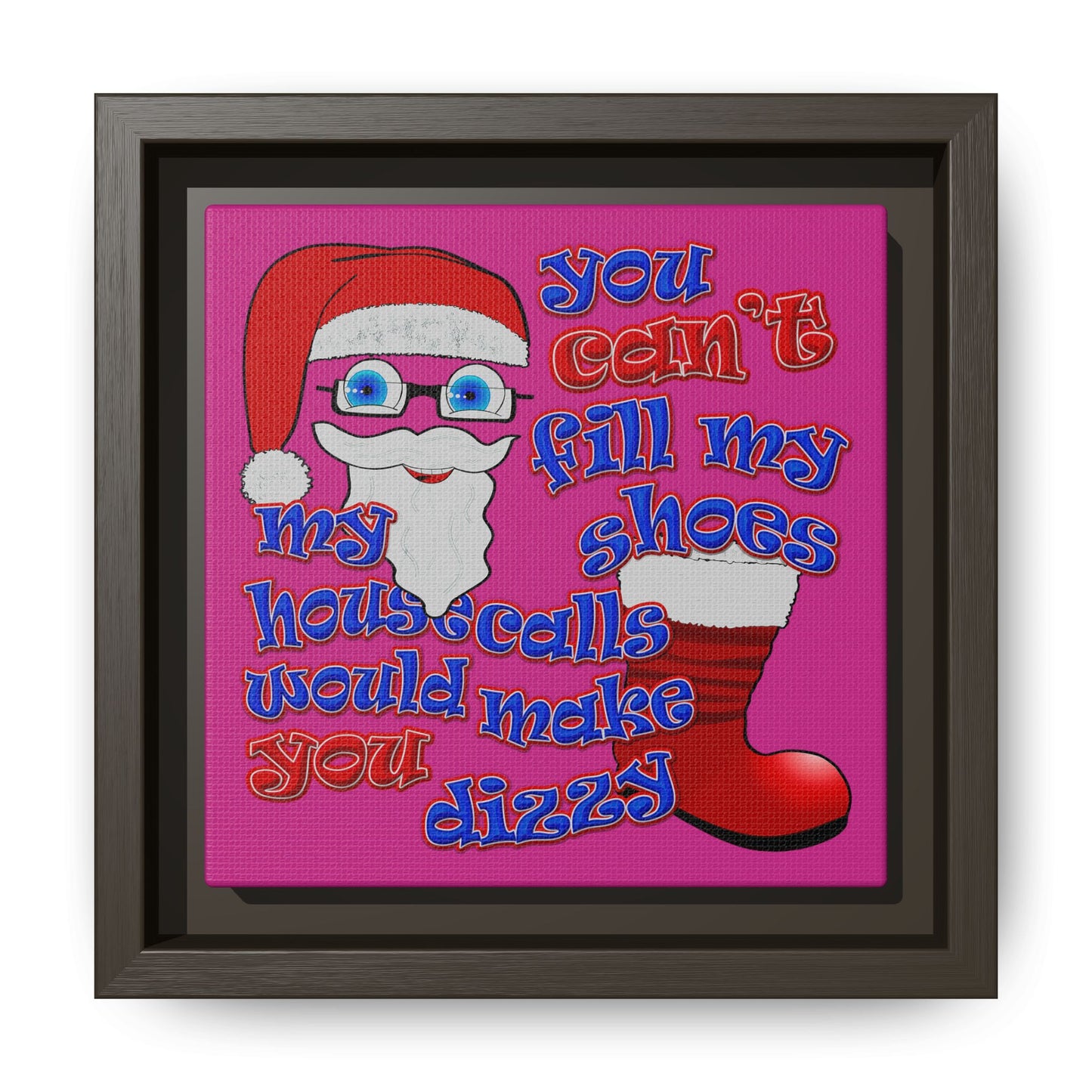 santa's shoes - framed canvas art (pink)