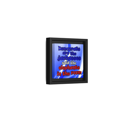 donkeys and elephants - framed canvas art (blue-white wave)