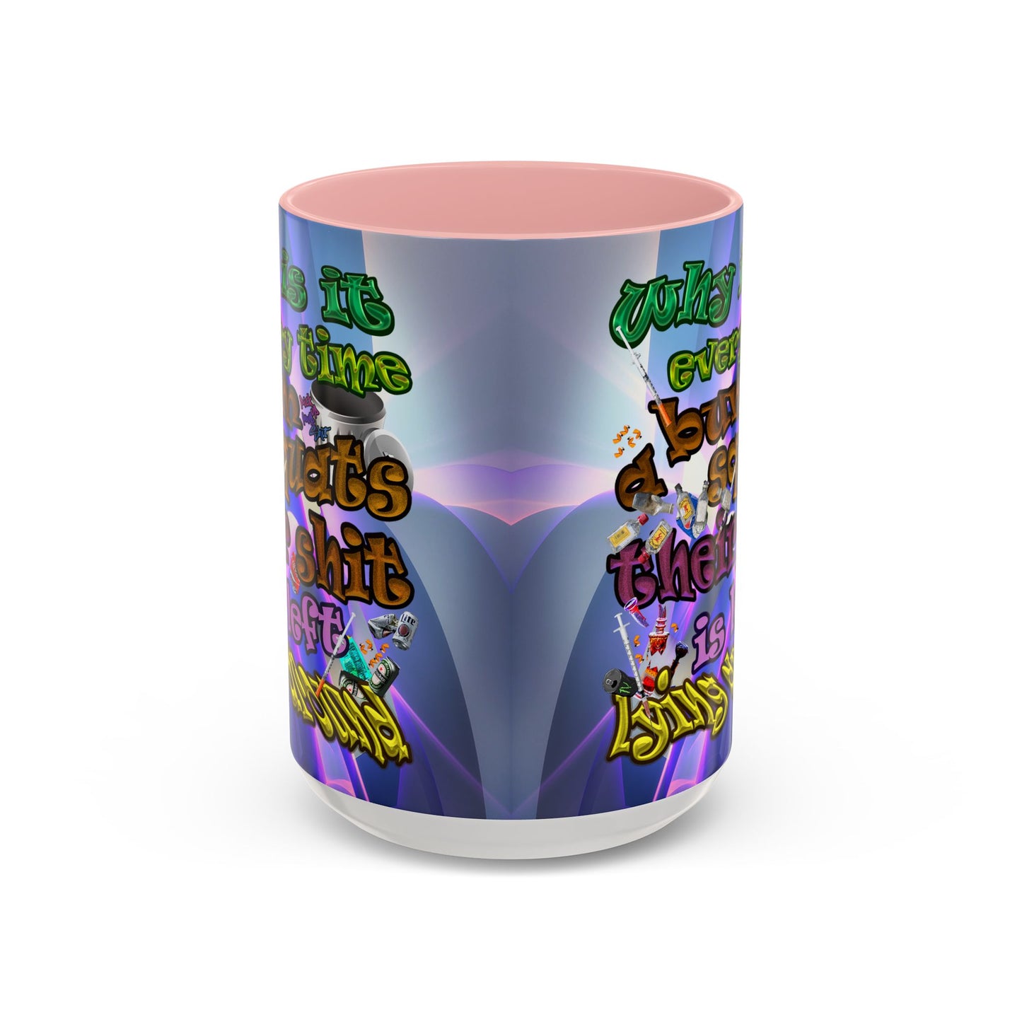 the bum's shit - Accent Mug (grey-pink wave)
