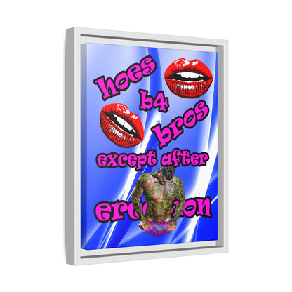 hoes b4 bros - framed canvas art (blue-white wave)