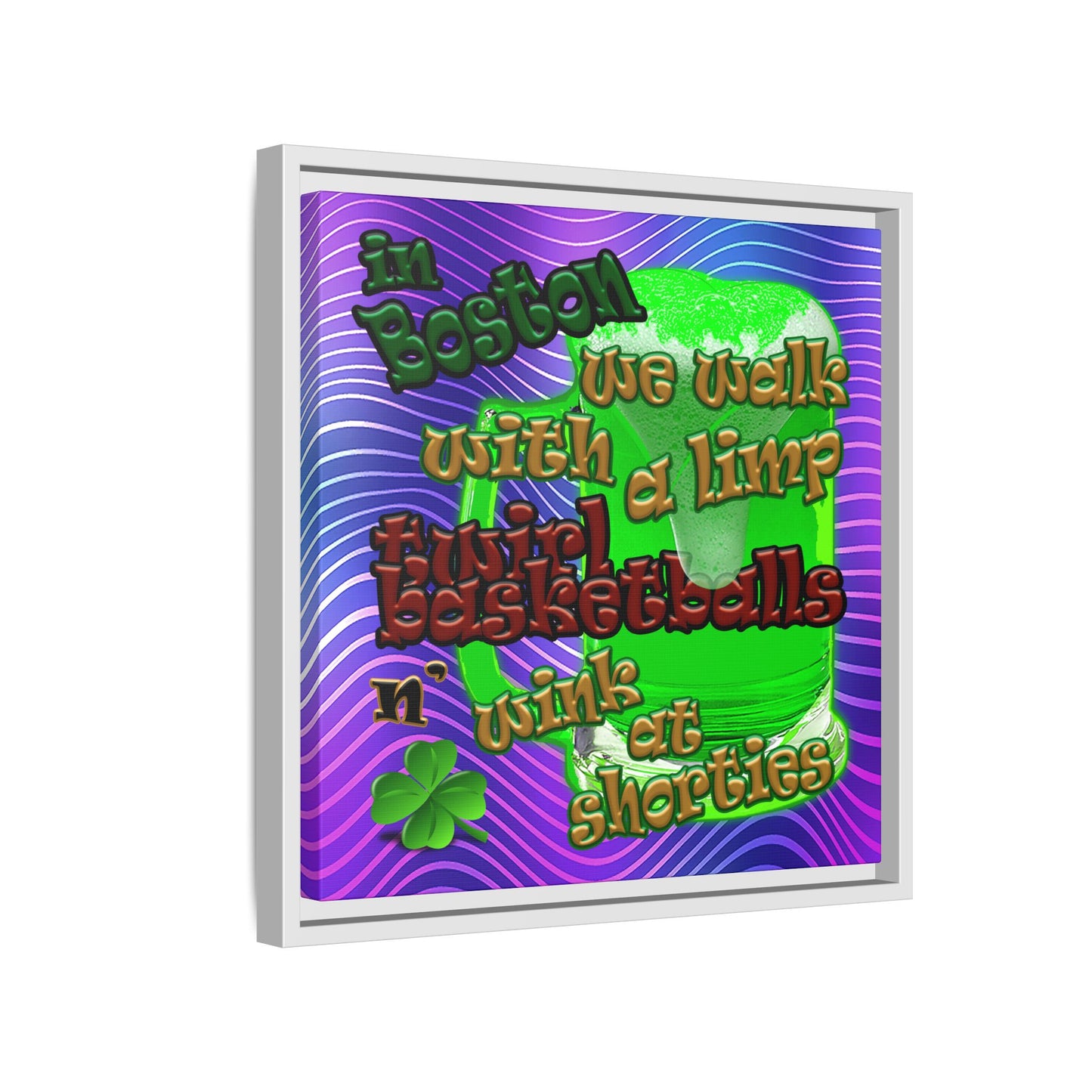 celtics logo - framed canvas art (purple wave)