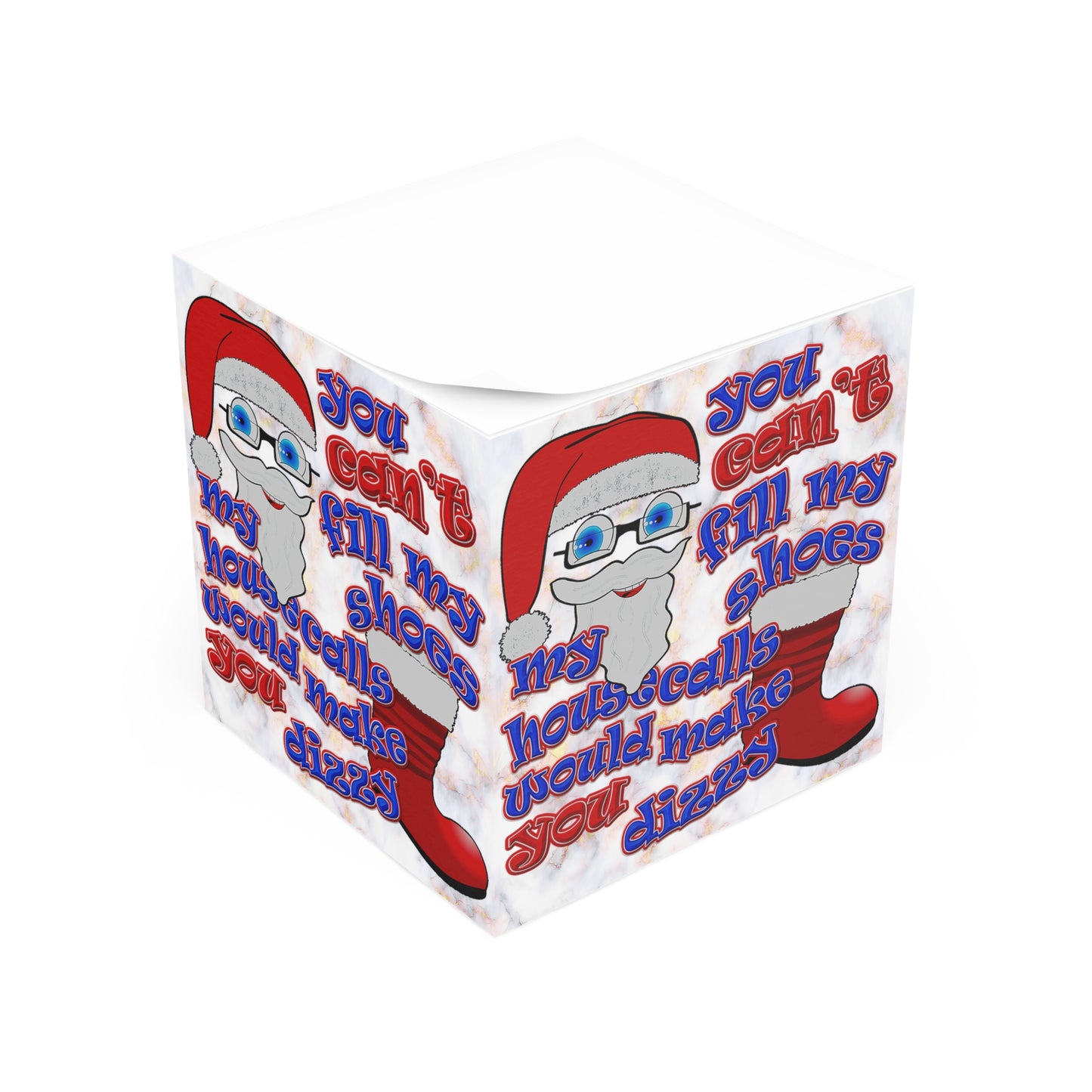 santa's shoes - note cube (white marble)