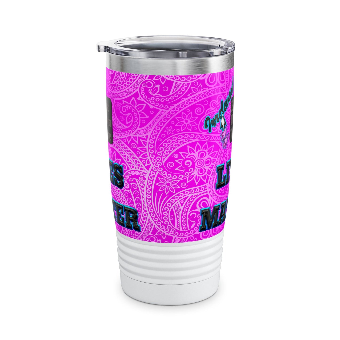 irrelevant - Ringneck Tumbler, 20oz (pink swirl)