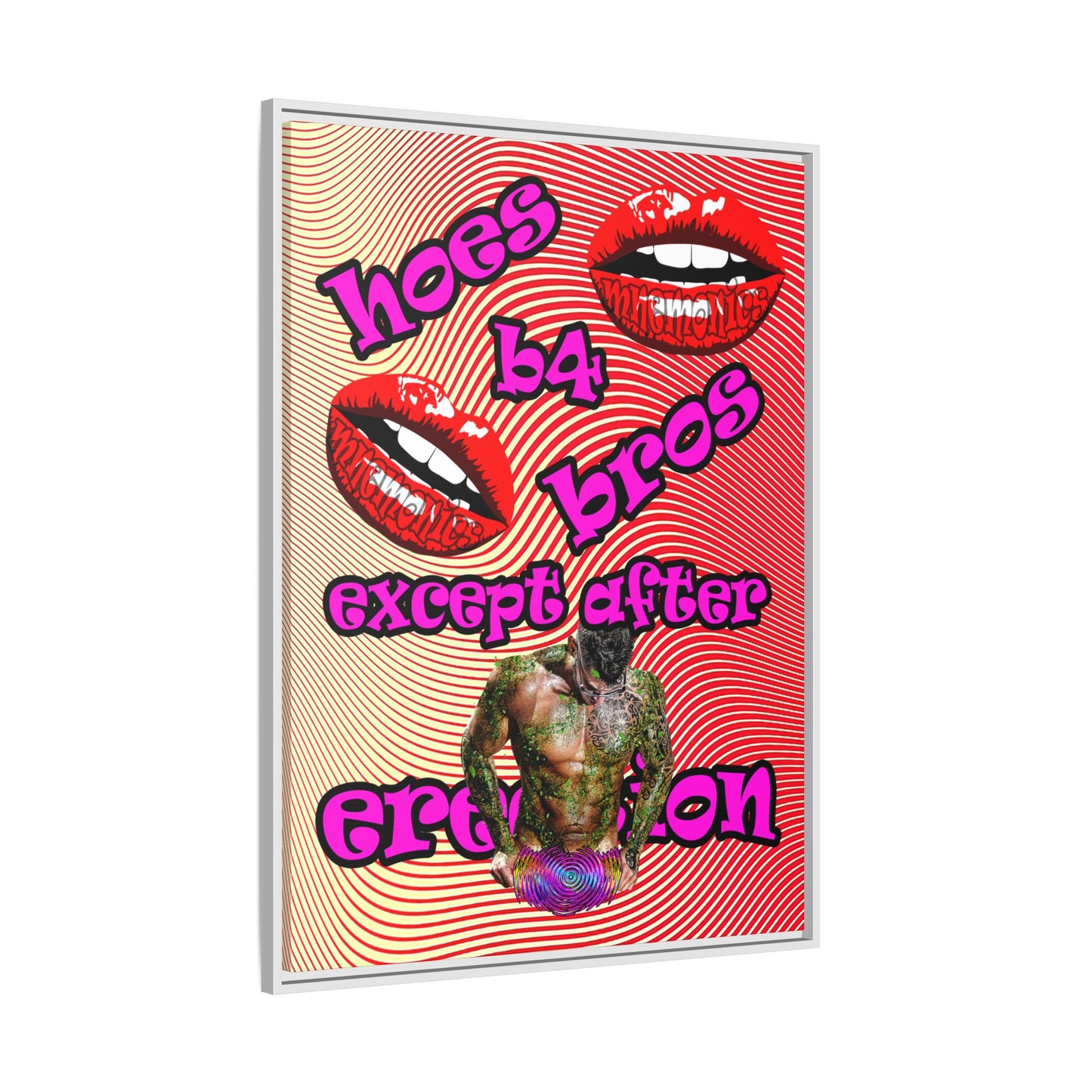hoes b4 bros - framed canvas art (yellow-orange wave)