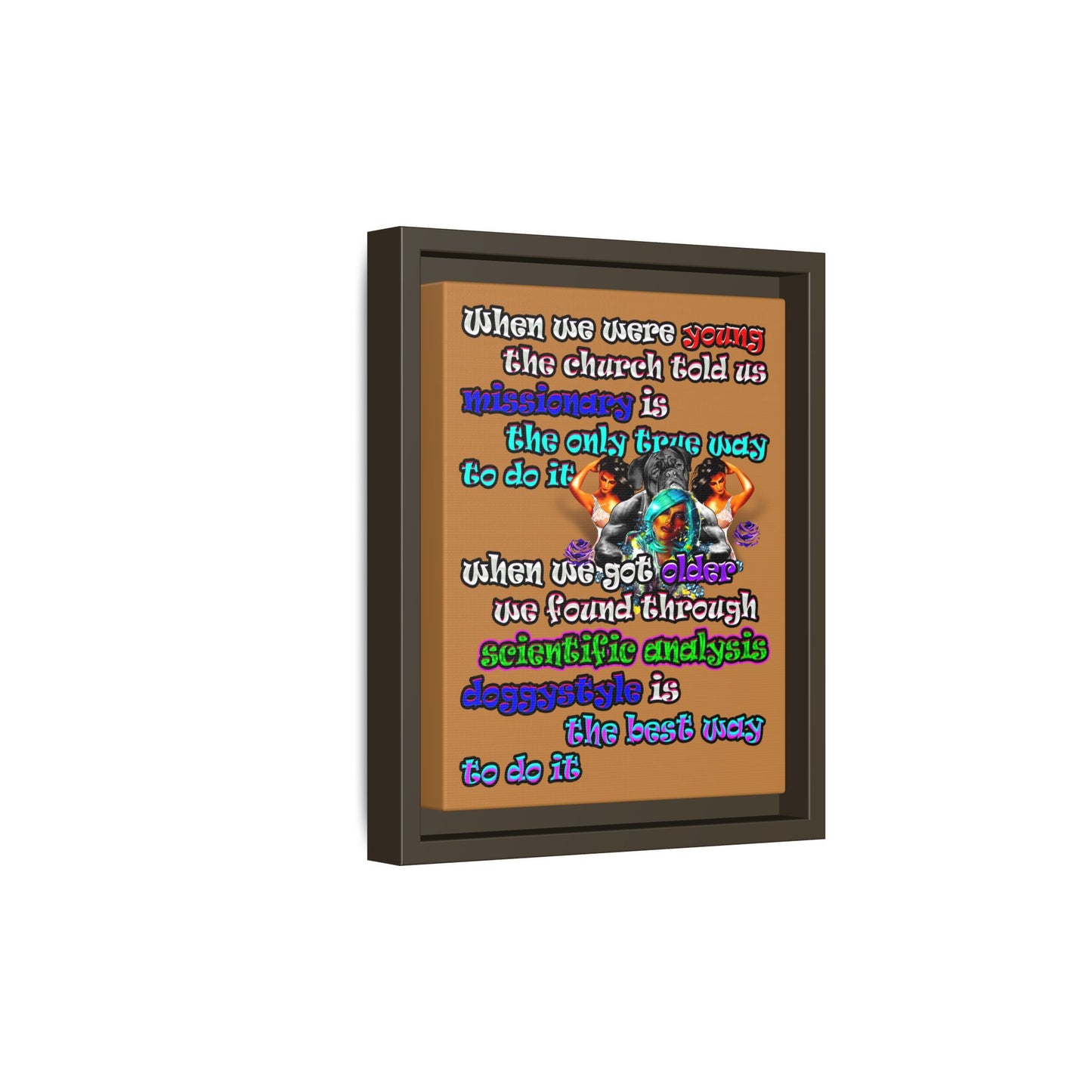 doggystyle - framed canvas art (light brown)