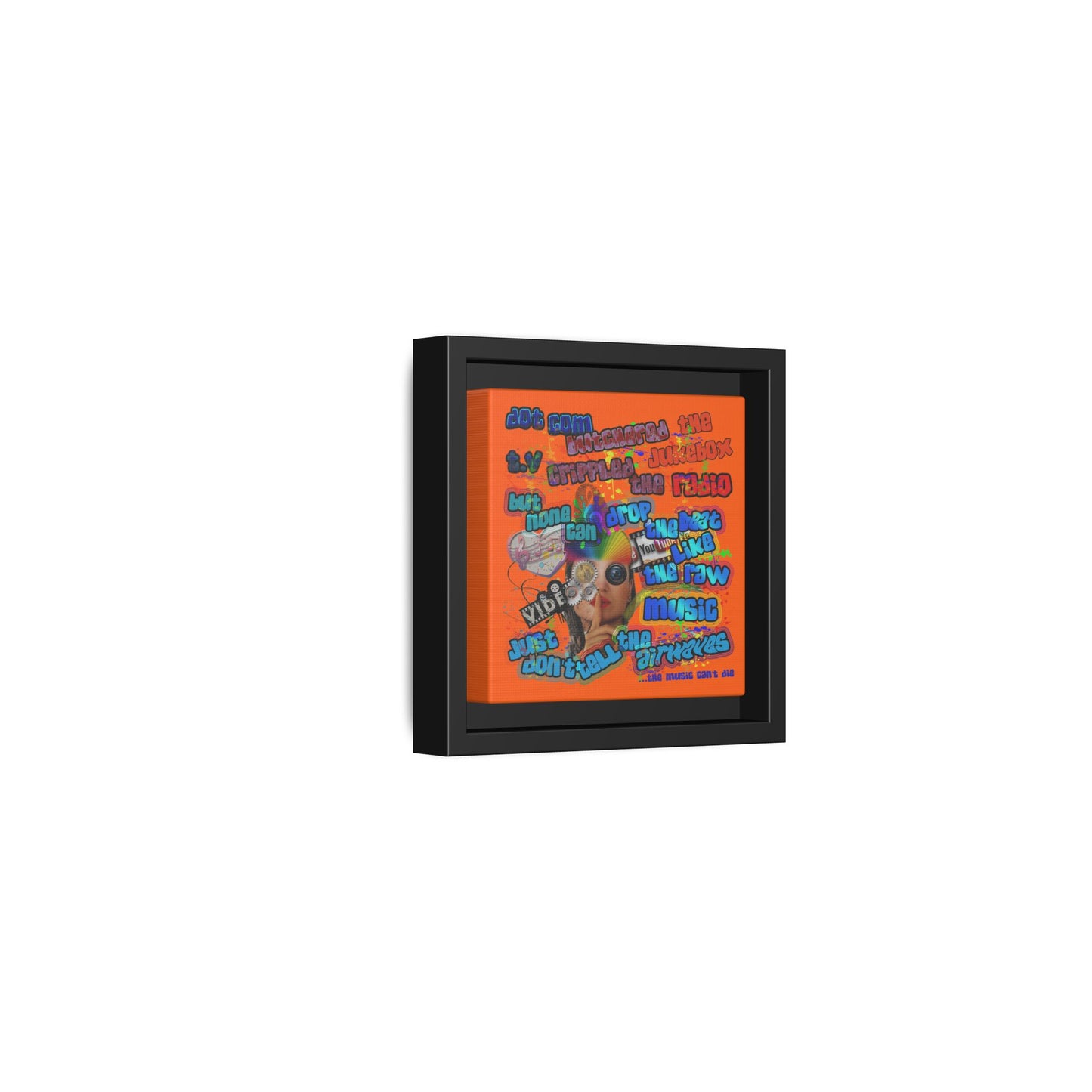 drop the beat - framed canvas art (orange)