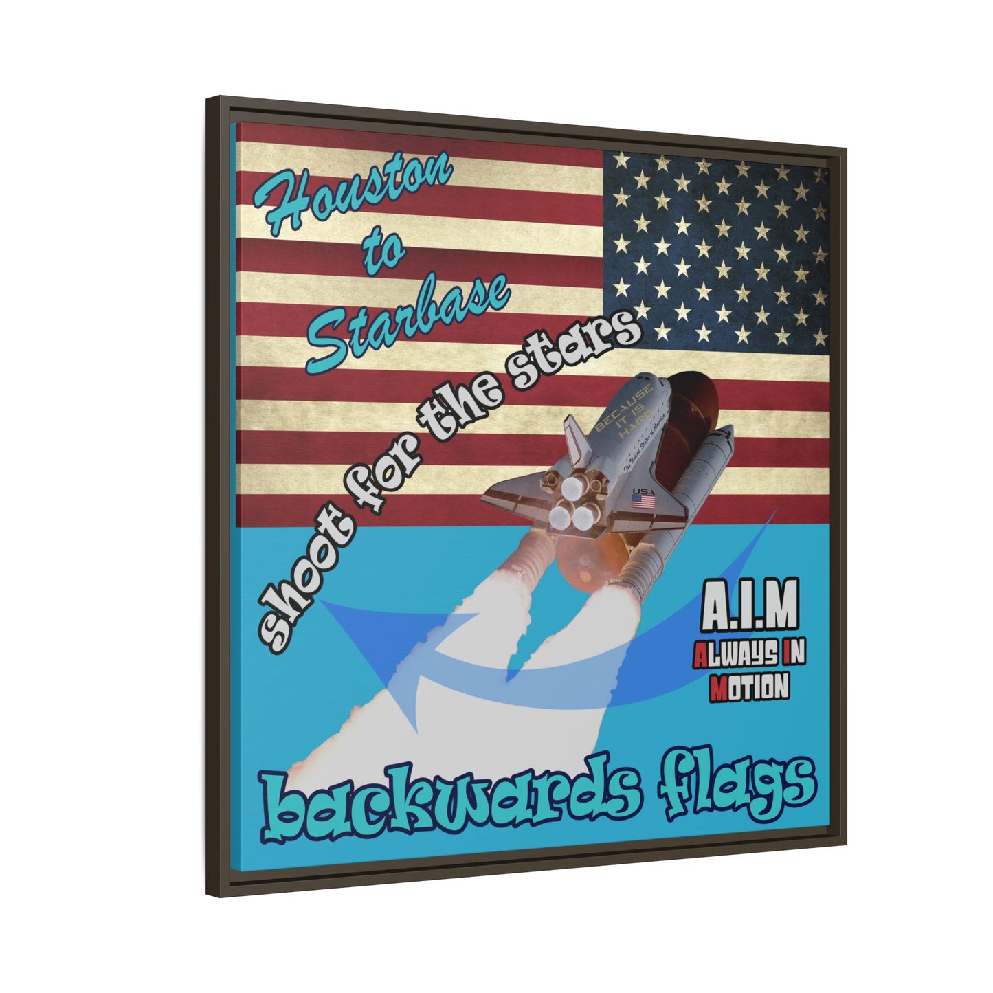 shoot for the stars - framed canvas art (turquoise)