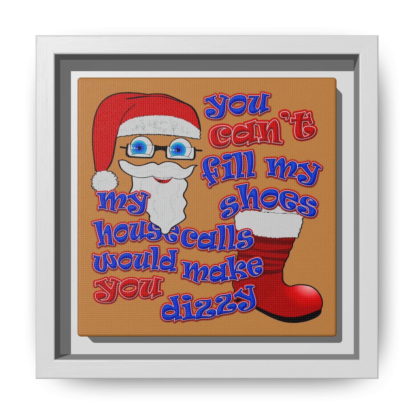 santa's shoes - framed canvas art (light brown)
