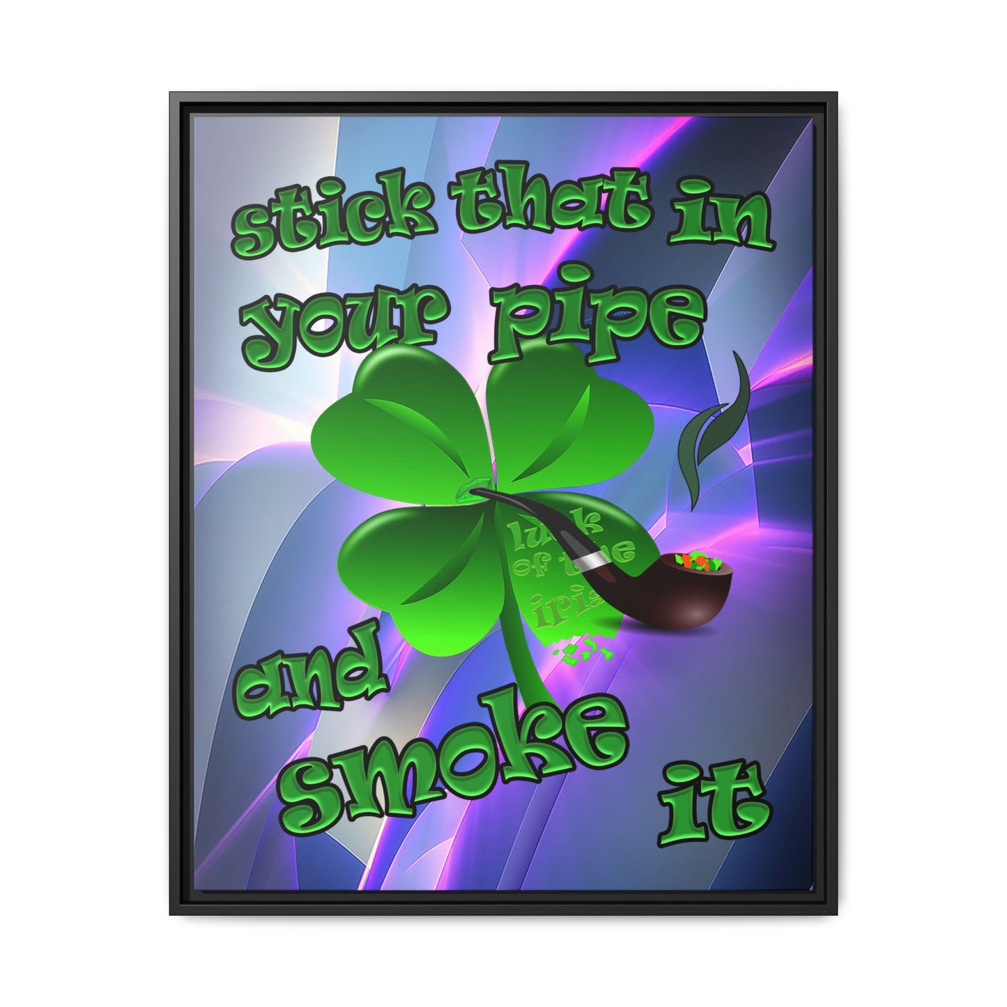 stick that in your pipe and smoke it - framed canvas art (grey-pink wave)