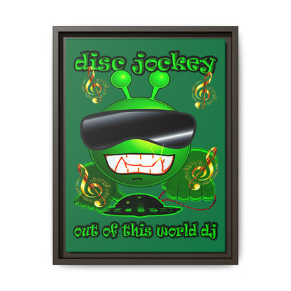 disc jockey - framed canvas art (dark green)