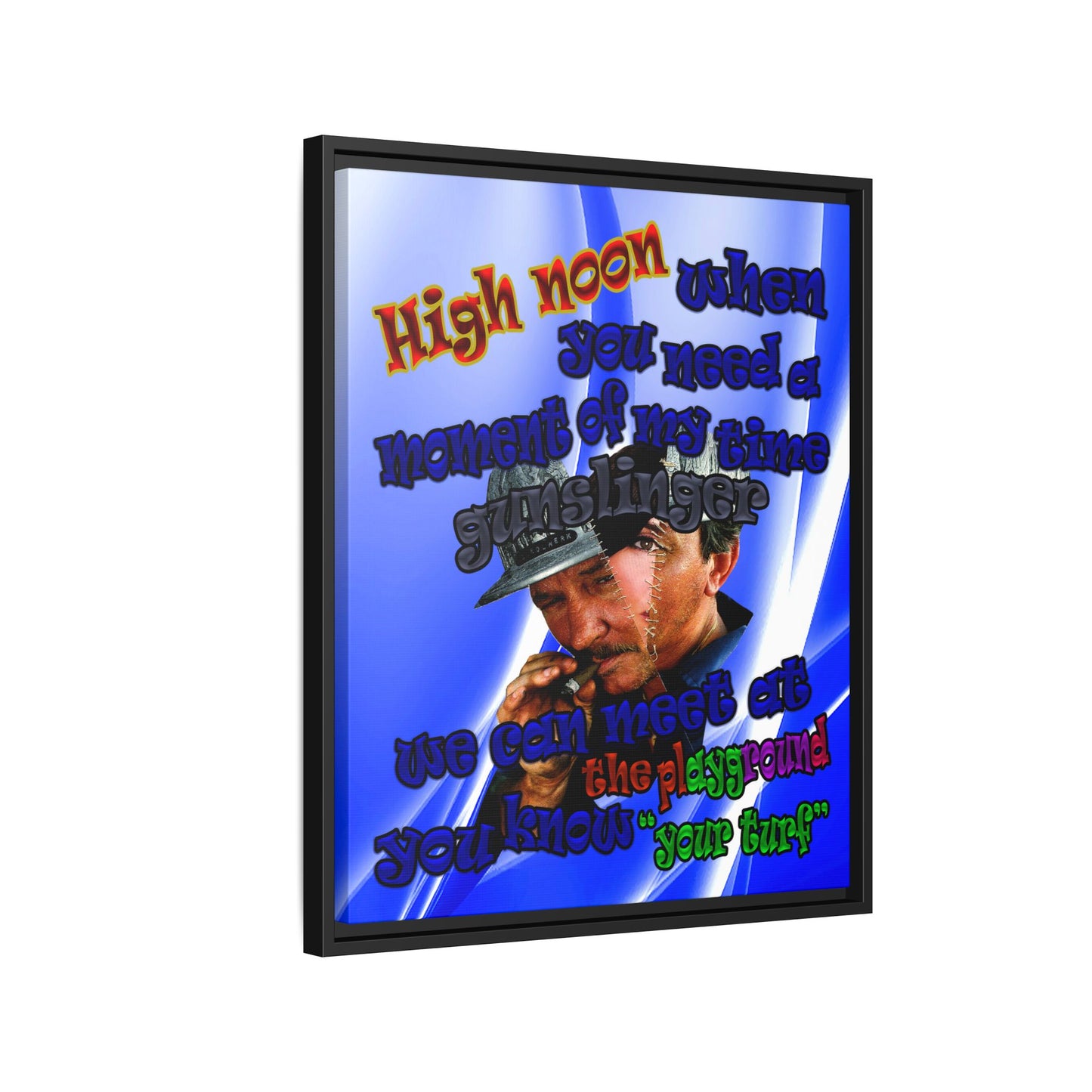 high noon - framed canvas art (blue-white wave)